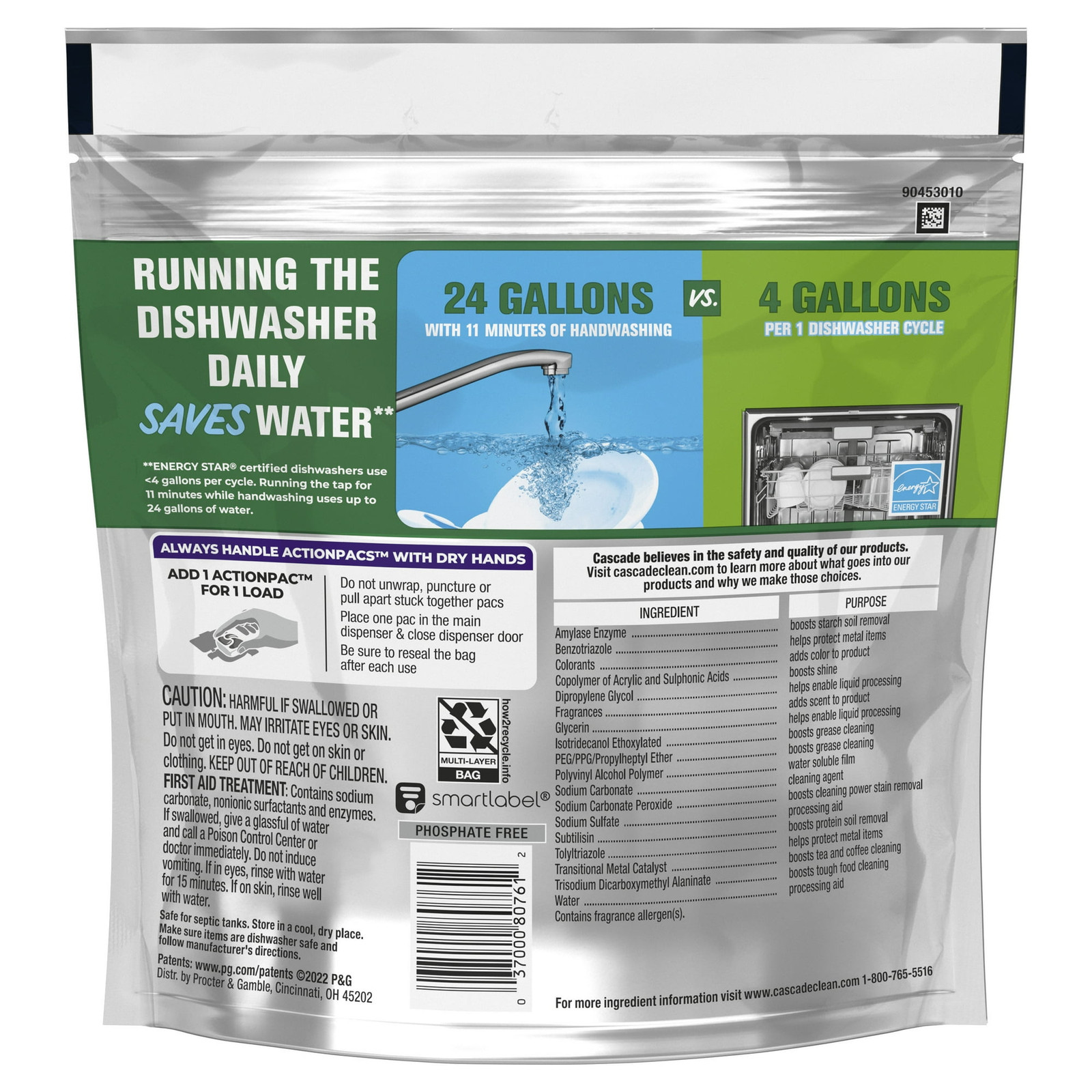 Cascade Platinum ActionPacs Dishwasher Detergent Lemon Scent, 21 ct