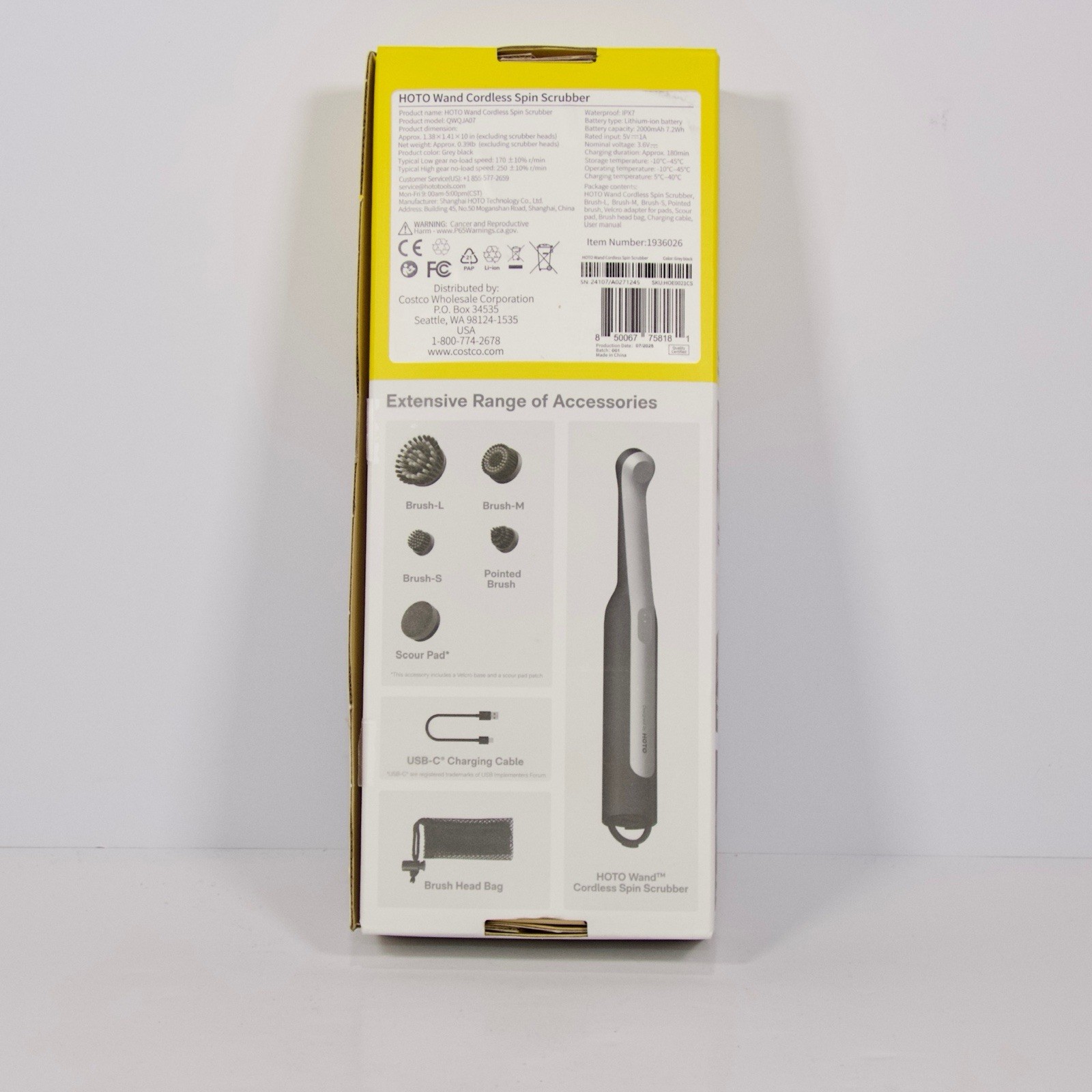 HOTO Wand Cordless Spin Scrubber – Rechargeable Cleaning Brush