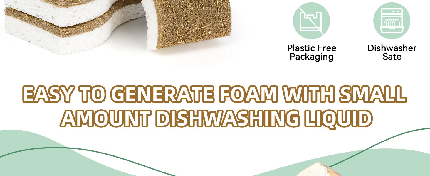 Natural Kitchen Sponges, Biodegradable & Compostable | Non-Scratch Cellulose