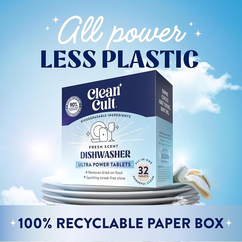 All Natural Dishwasher Pods Lemon Fresh Chemical Free Powerful Cleaning 30 Count