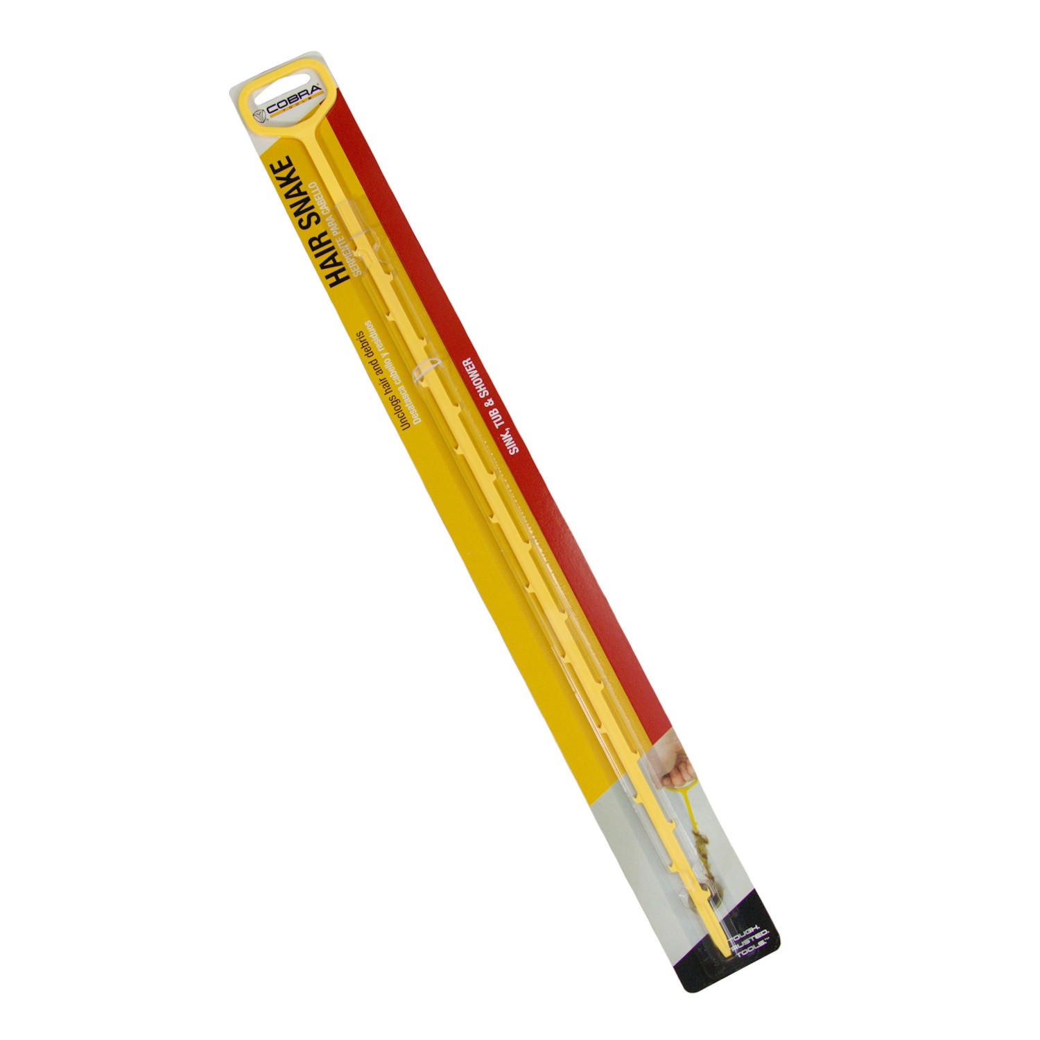Cobra Tools Long Yellow Plastic Hair Snake Drain Cleaning Tub Unclogging Device