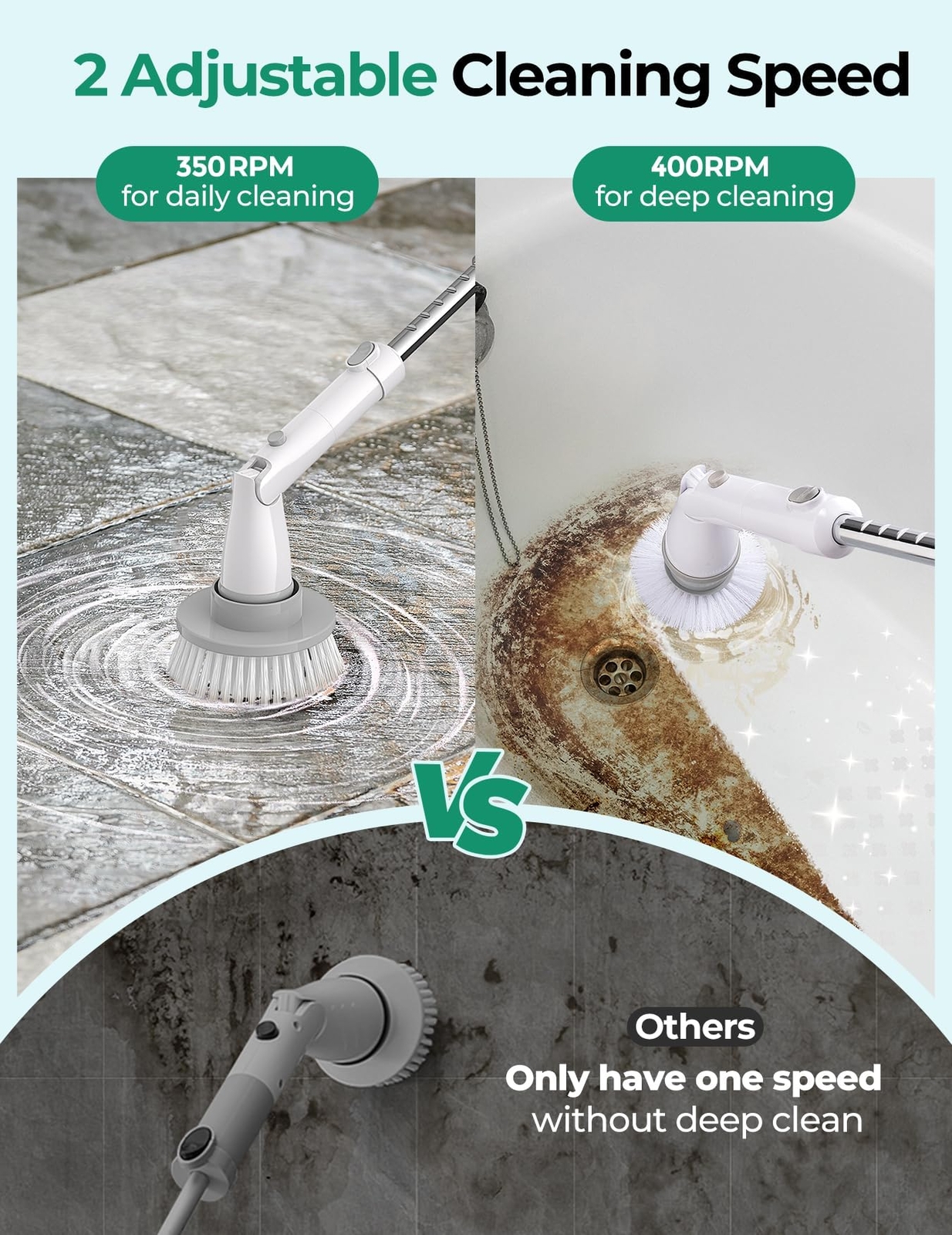 Electric Spin Scrubber Kh8 Upgrade Cordless Shower Scrubber 8 Replacement Head 1