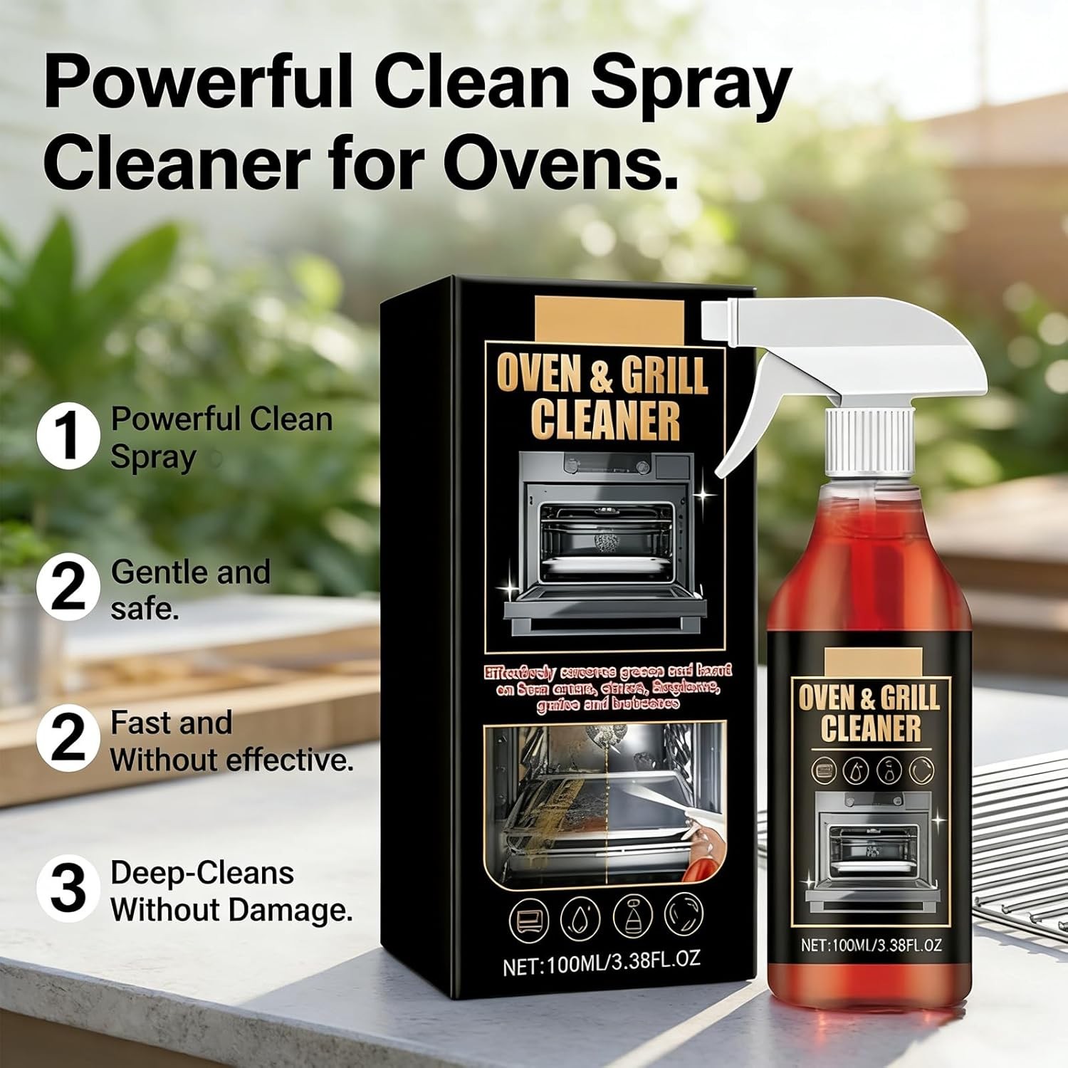 3PCS All Purpose Kitchens Heavy Oil Cleaning Agent for Stove BBQ Grills 100ml