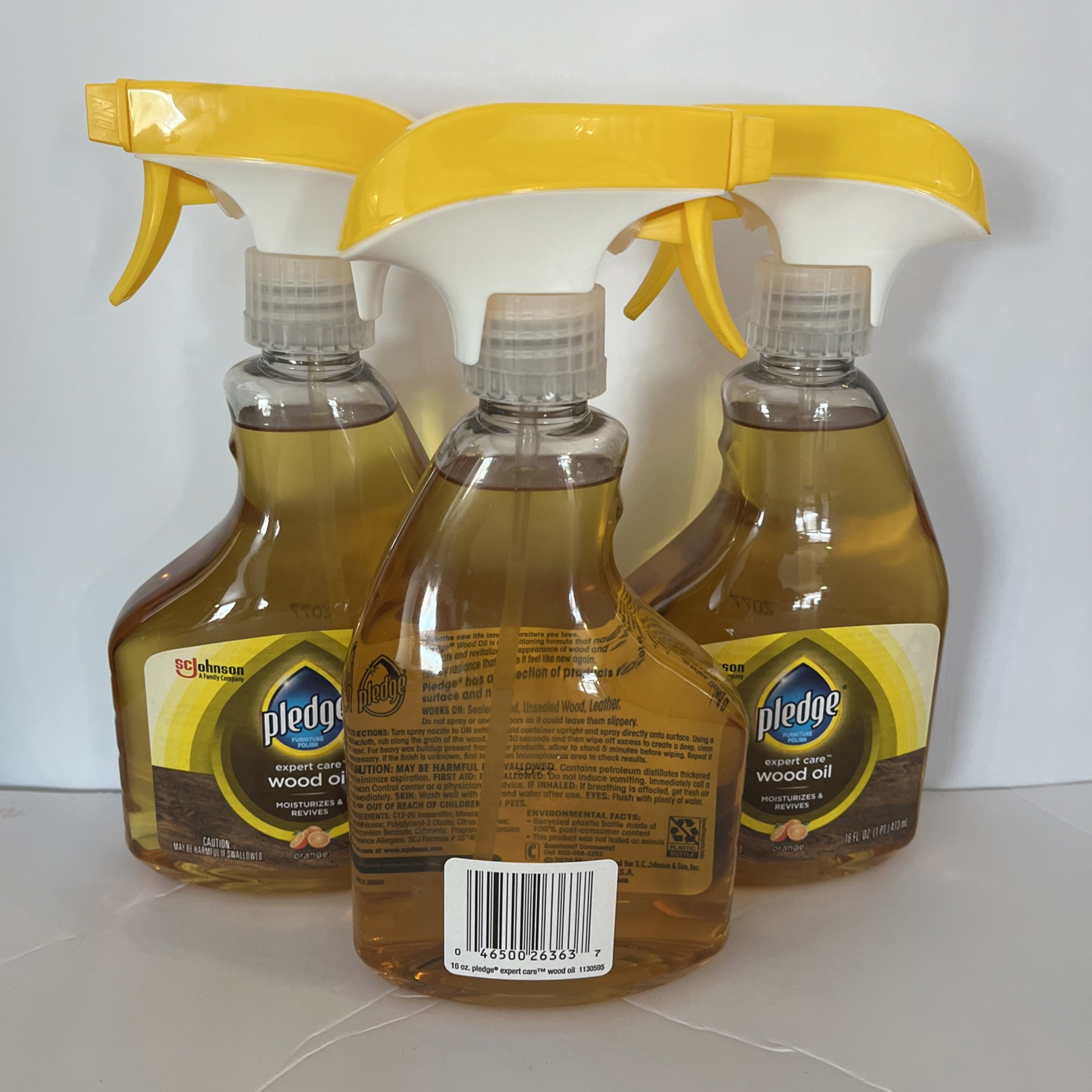(3-Pack) PLEDGE Natural Wood Furniture Cleaner Conditioner RESTORING ORANGE OIL