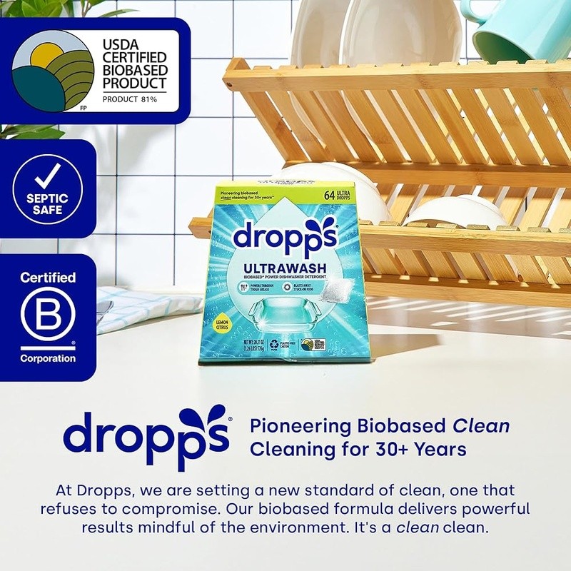 Ultra Wash Dishwasher Pods No Prewash Lemon Citrus Biobased Enzymes 32 Pack New