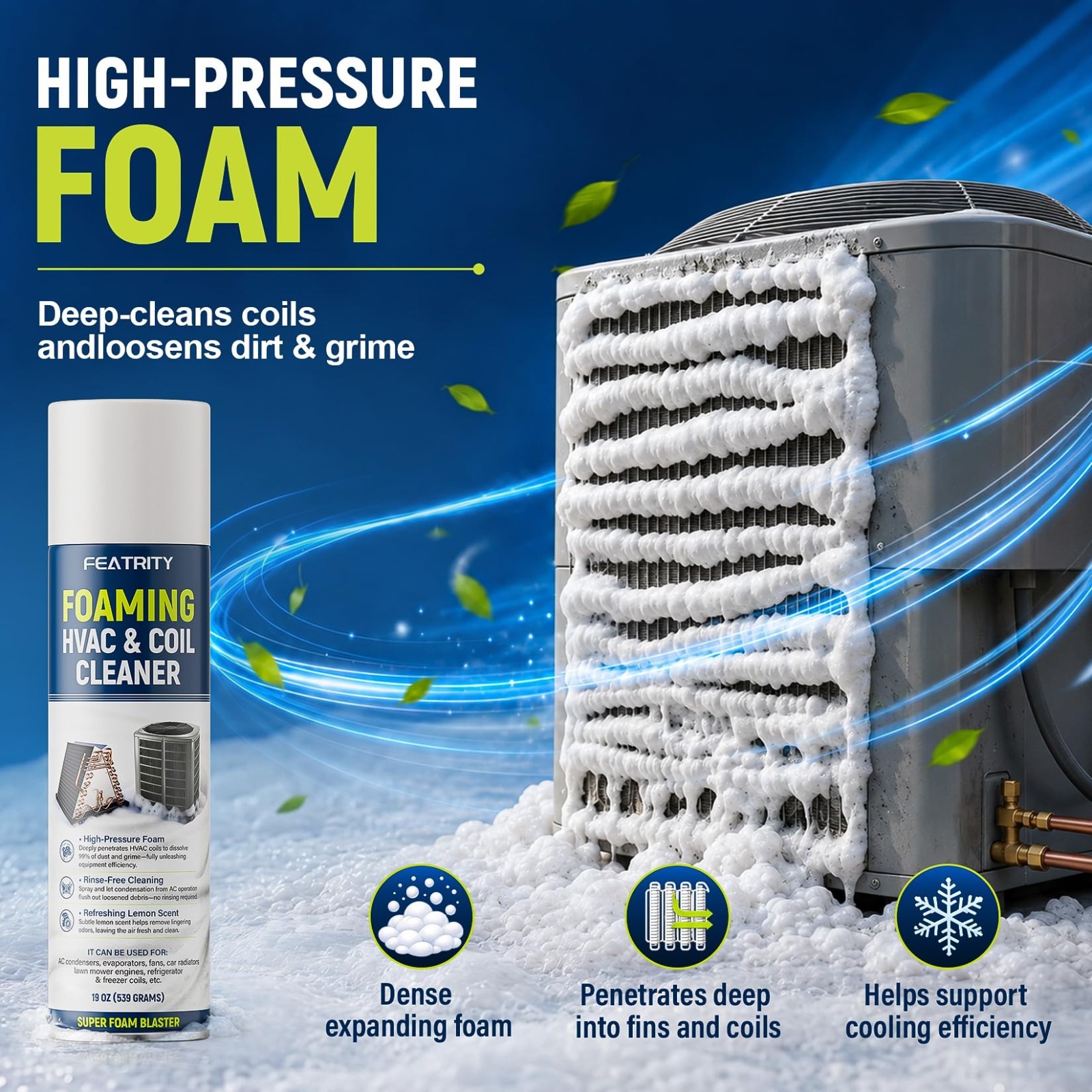 Foaming AC Coil Cleaner – Deep-Penetrating No-Rinse Foam for Evaporator & Conden