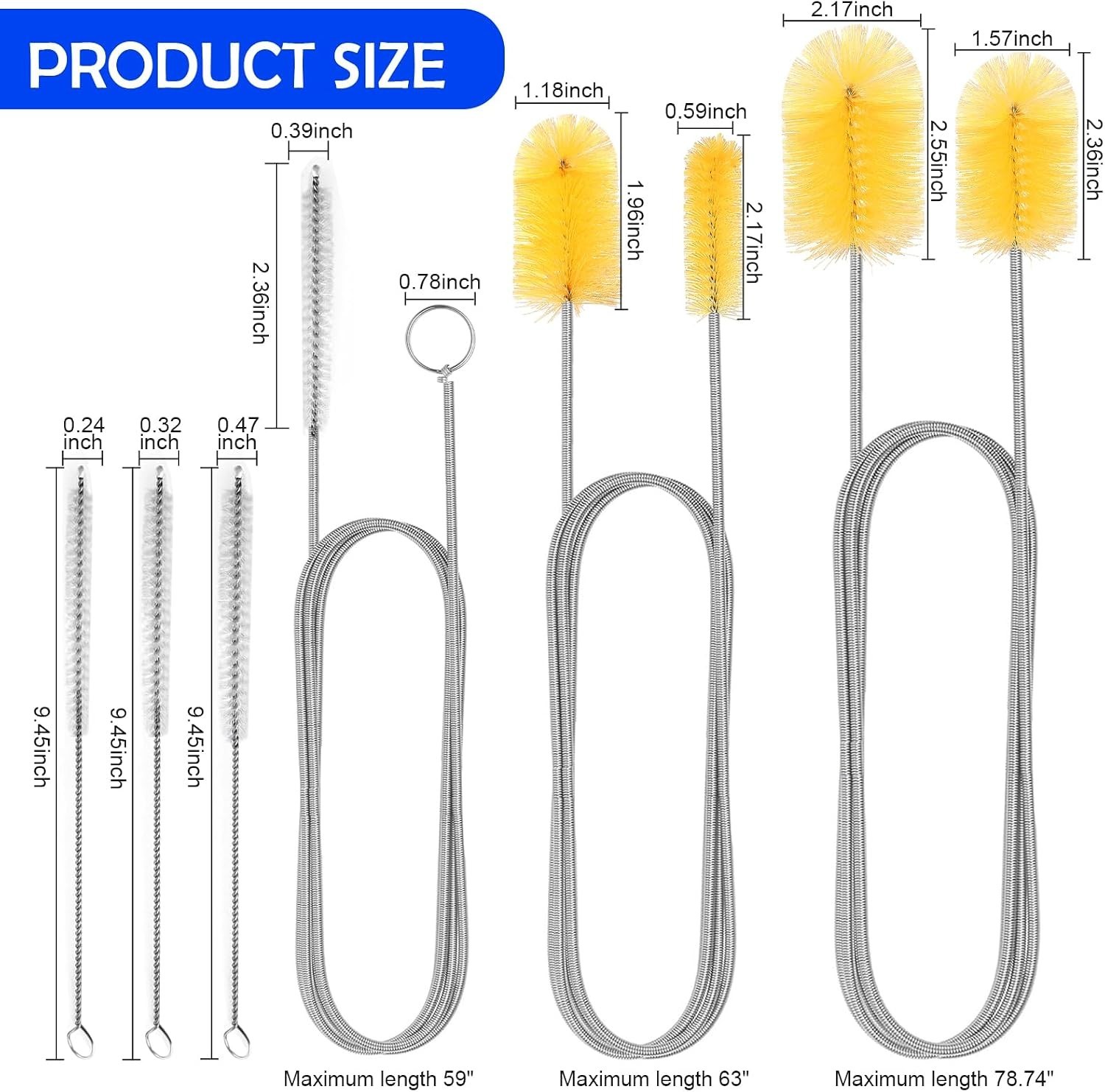 Drain Cleaning Brushes – Flexible & Durable – Yellow