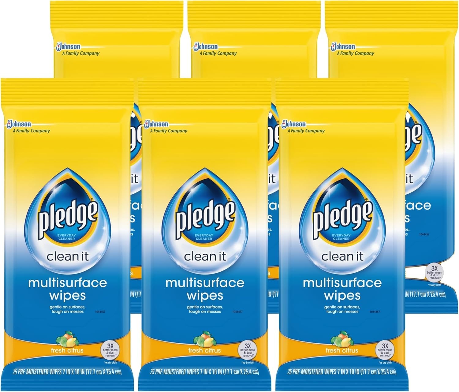 Citrus Scented Multi-Surface Wipes – Safe on Wood, Granite, Leather – Pack of 6