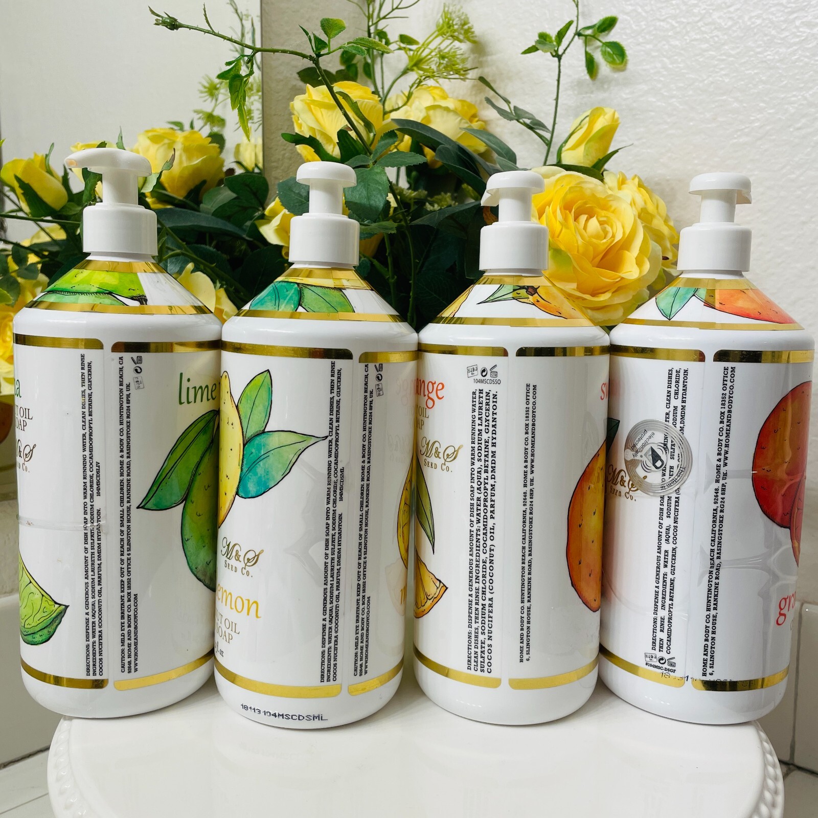 4X Home & Body Co Meyer Lemon Lime Verbena Sweet Orange Grapefruit Gel Dish Soap