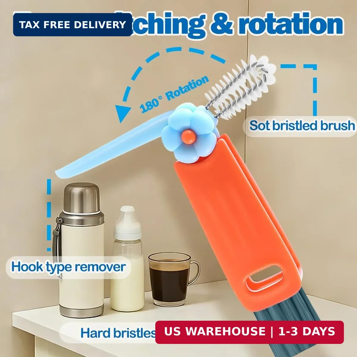 3 in 1 Cup Lid Cleaning Brush, 4PCS Multifunctional Crevice Cleaning Brush for W