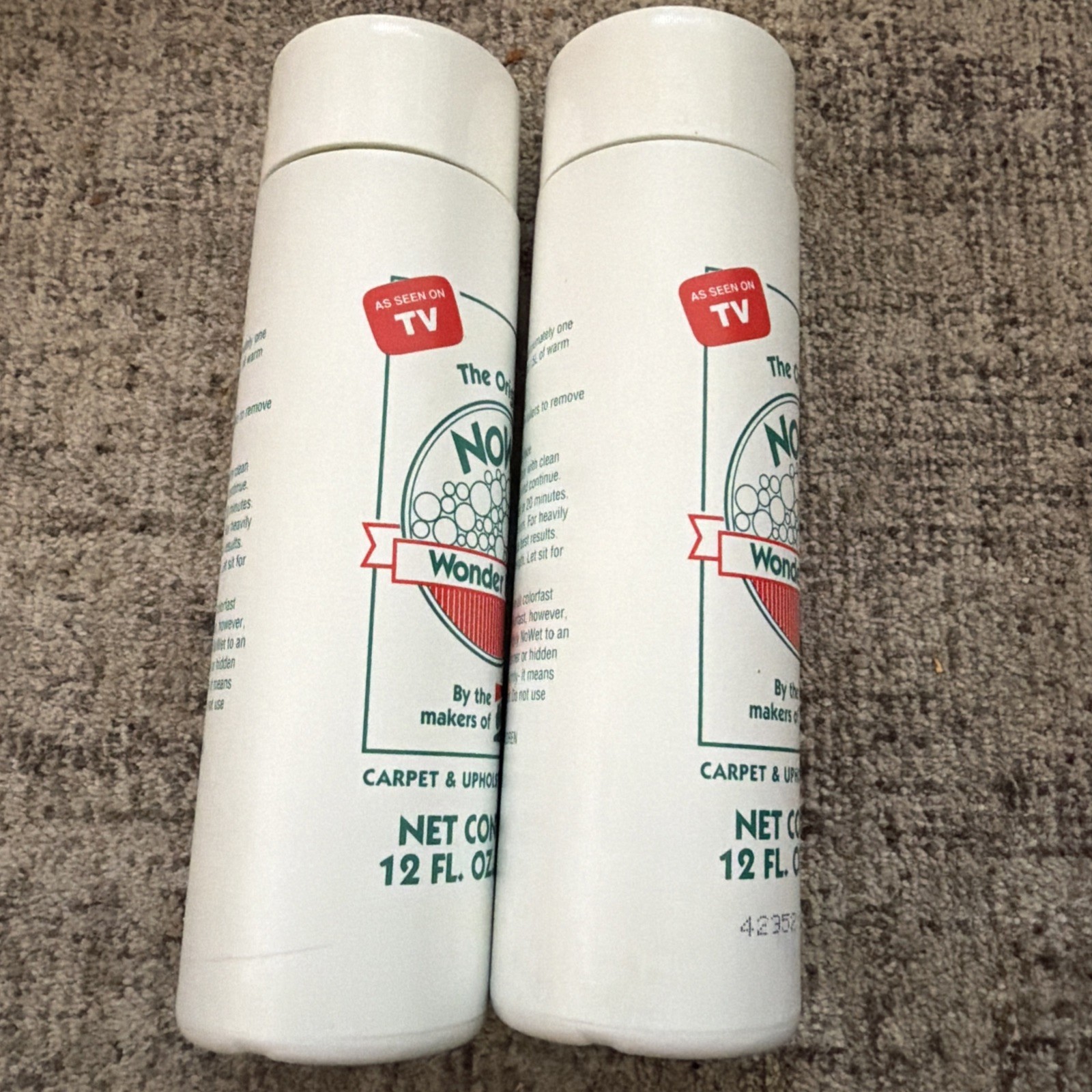 Vintage Original NoWet Wonder Foam Carpet Upholstery Cleaner Qty 2 12oz Bottles