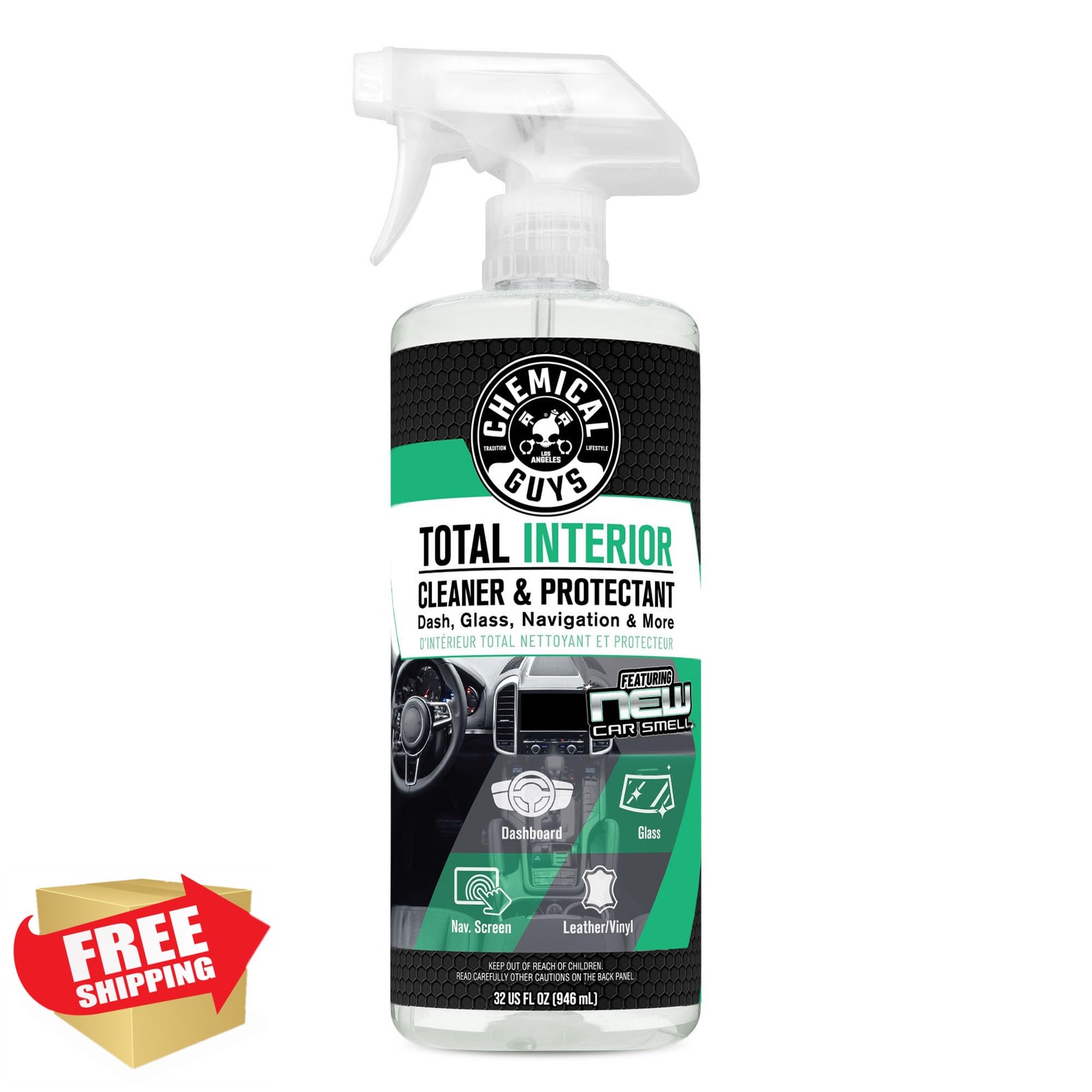 Chemical Guys Total Interior Cleaner and Protectant, New Car Smell, (Safe for…