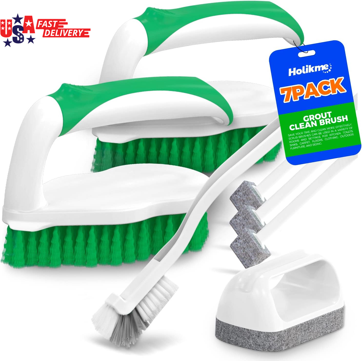 Deep Cleaning Brush Set, Scrub Pads with Scraper Tip for Pool Walls, Bathroom, G
