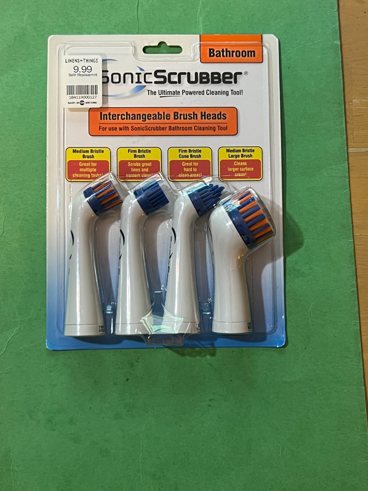 NEW! SonicScrubber Bathroom Cleaning 4 Interchangeable Brush Heads Tools Power