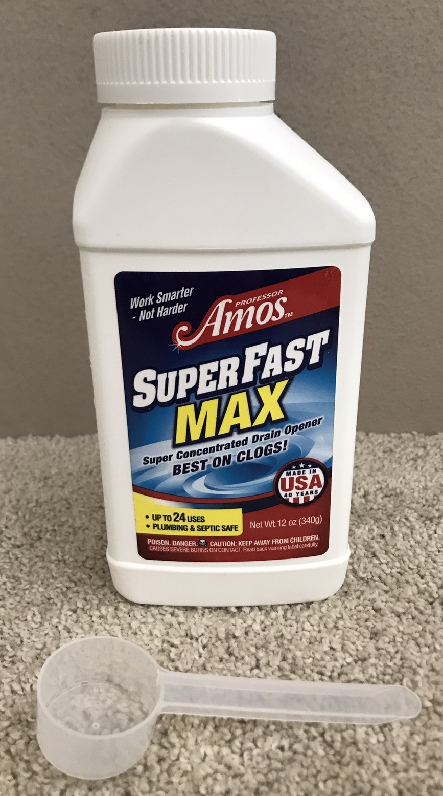 Professor Amos Super Fast Max Drain Cleaner Opener Powder 12 Oz