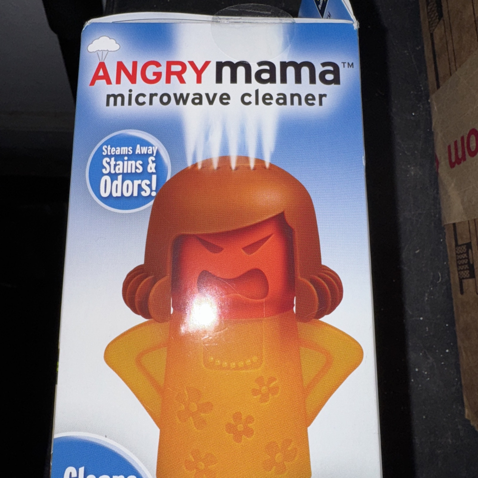 Angry Mama Microwave Cleaner Dishwasher Safe Steams Away Stains Odors Red/Yellow