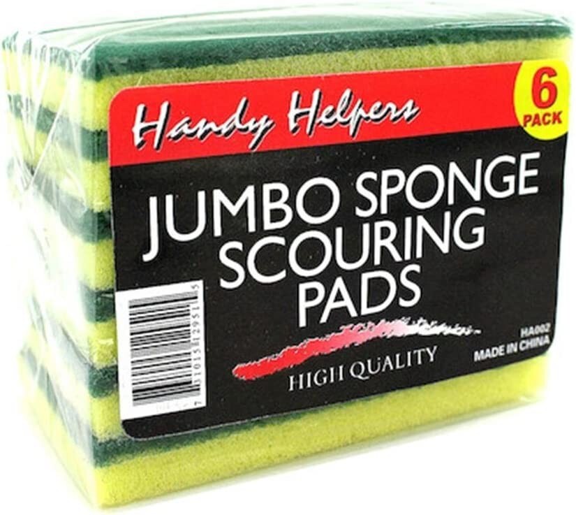 2 PACKS of 6pc Sponge Scouring Scrubbing Pads Handy Helper (12 Pads Total)