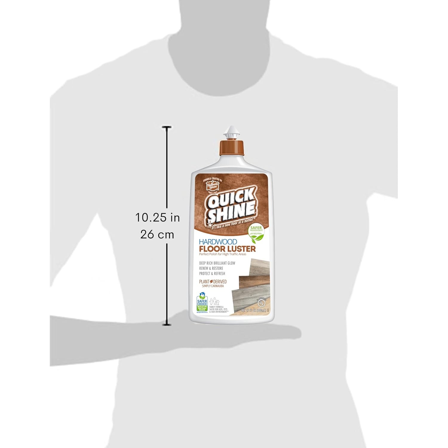Quick Shine Hardwood Floor Luster-Polish 27oz | Plant-Derived w/Carnauba | Safer