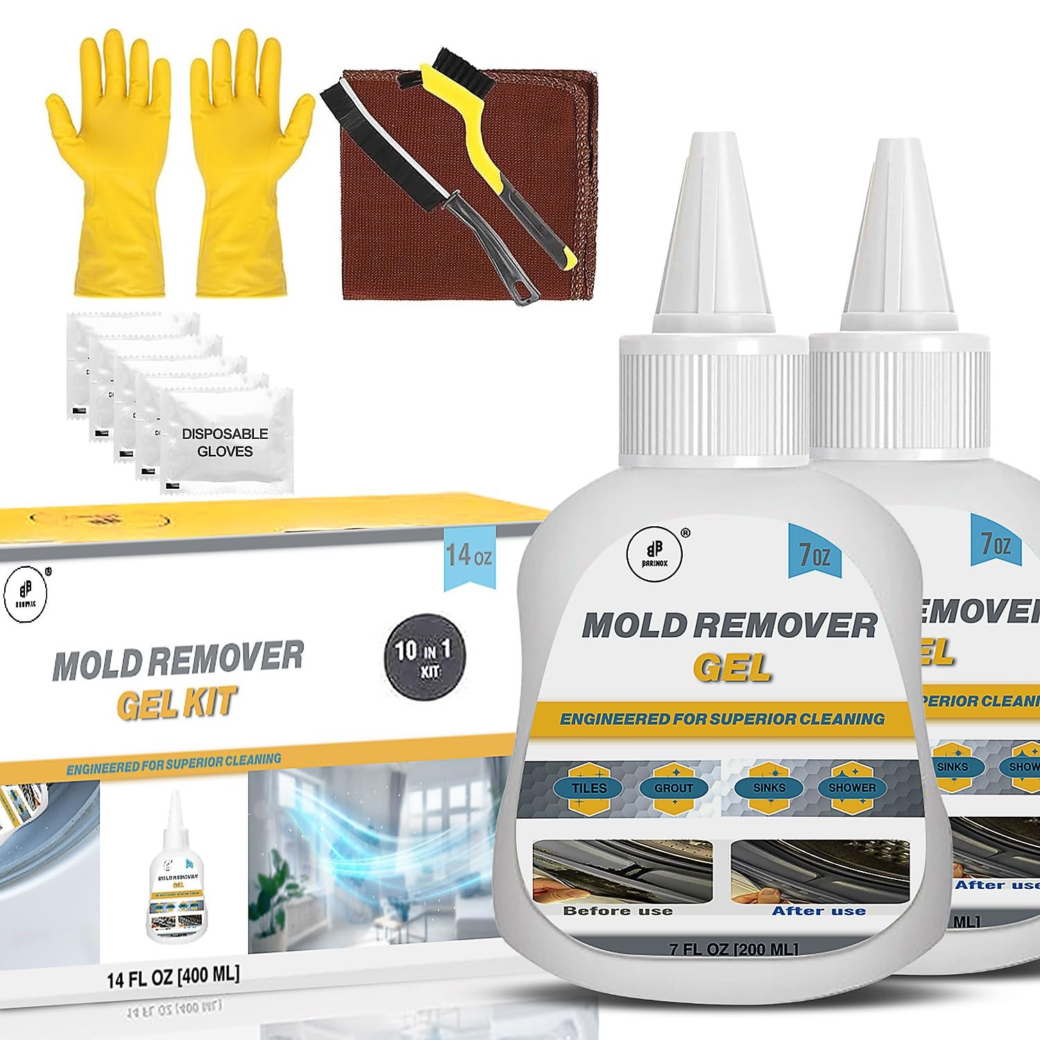 Household Mol-d Remover Gel – Stain Cleaning Gel Kit – 14 FL Oz / 10 in 1 Pre…