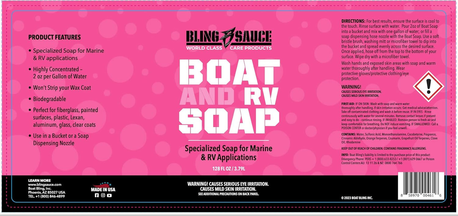 Boat and RV Soap, Highly Concentrated and Biodegradable, Won’T Strip Wax Coat, 1