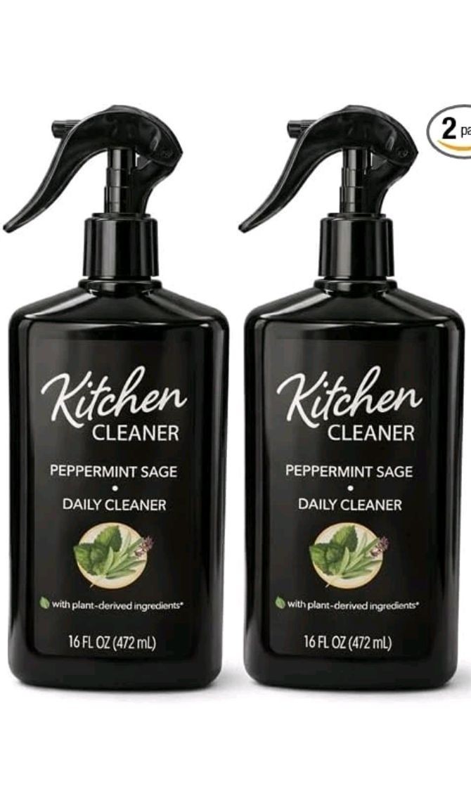Kitchen Peppermint Sage Kitchen Cleaner Spray 16 fl oz Plant-Derived, 2 Pack