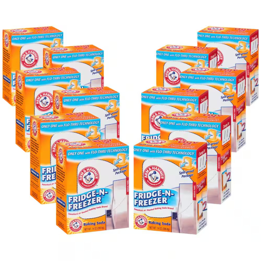 12 PACK Arm & Hammer Baking Soda Fridge-n-Freezer Odor Absorber, 14 oz Each box