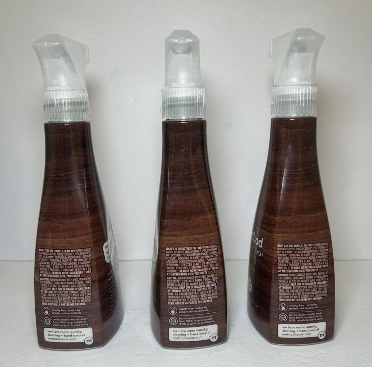 3 Pack – Method Almond Wood Polish Plant Based Spray (14 oz) New