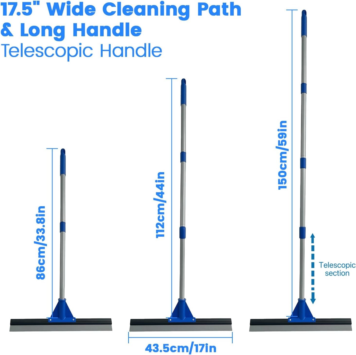 Floor Squeegee for Concrete Floor, 17.5″ Heavy Duty Squeegee Broom for Floor,