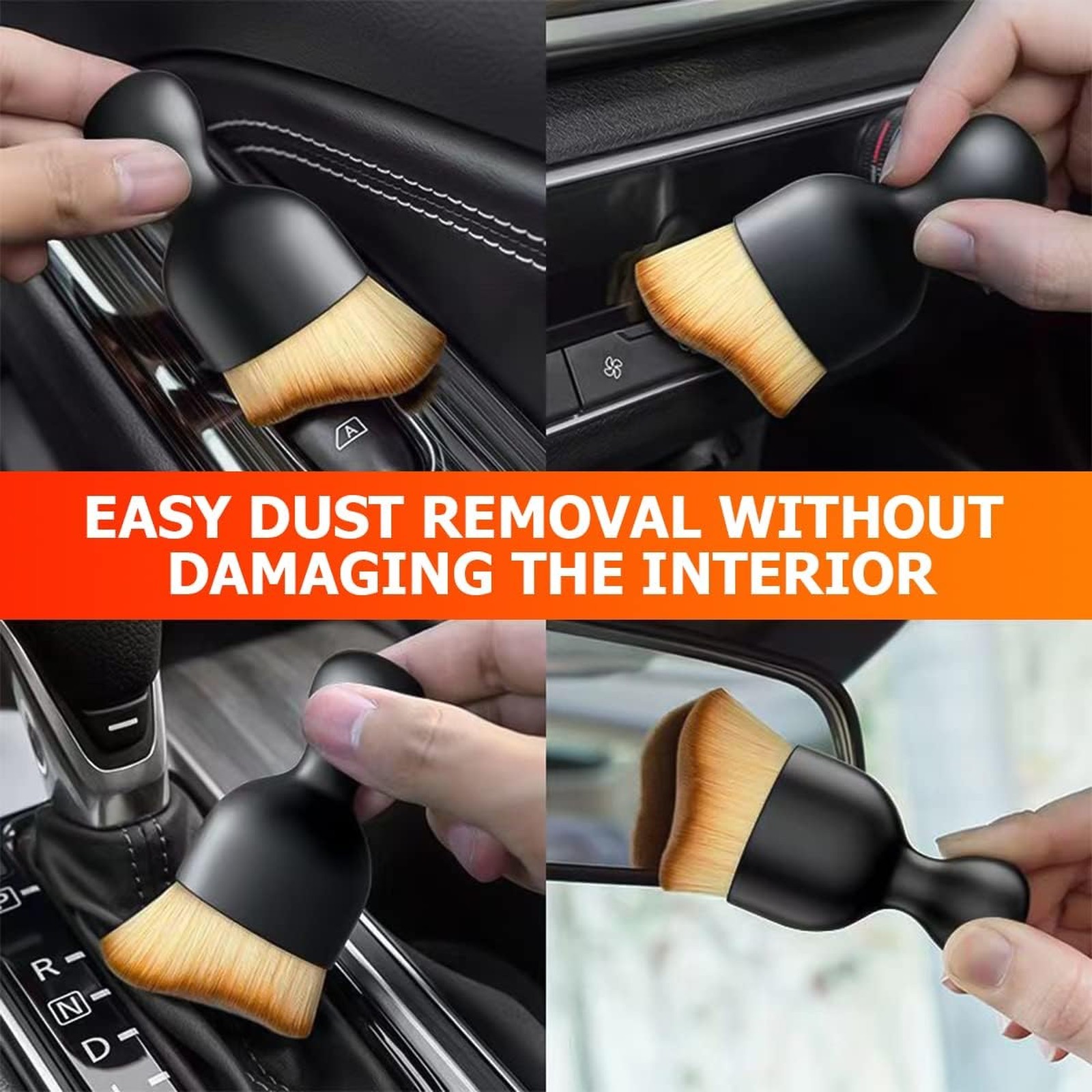 Car Interior Detailing Brush Soft Bristles Curved Dust Collector for Dashboard