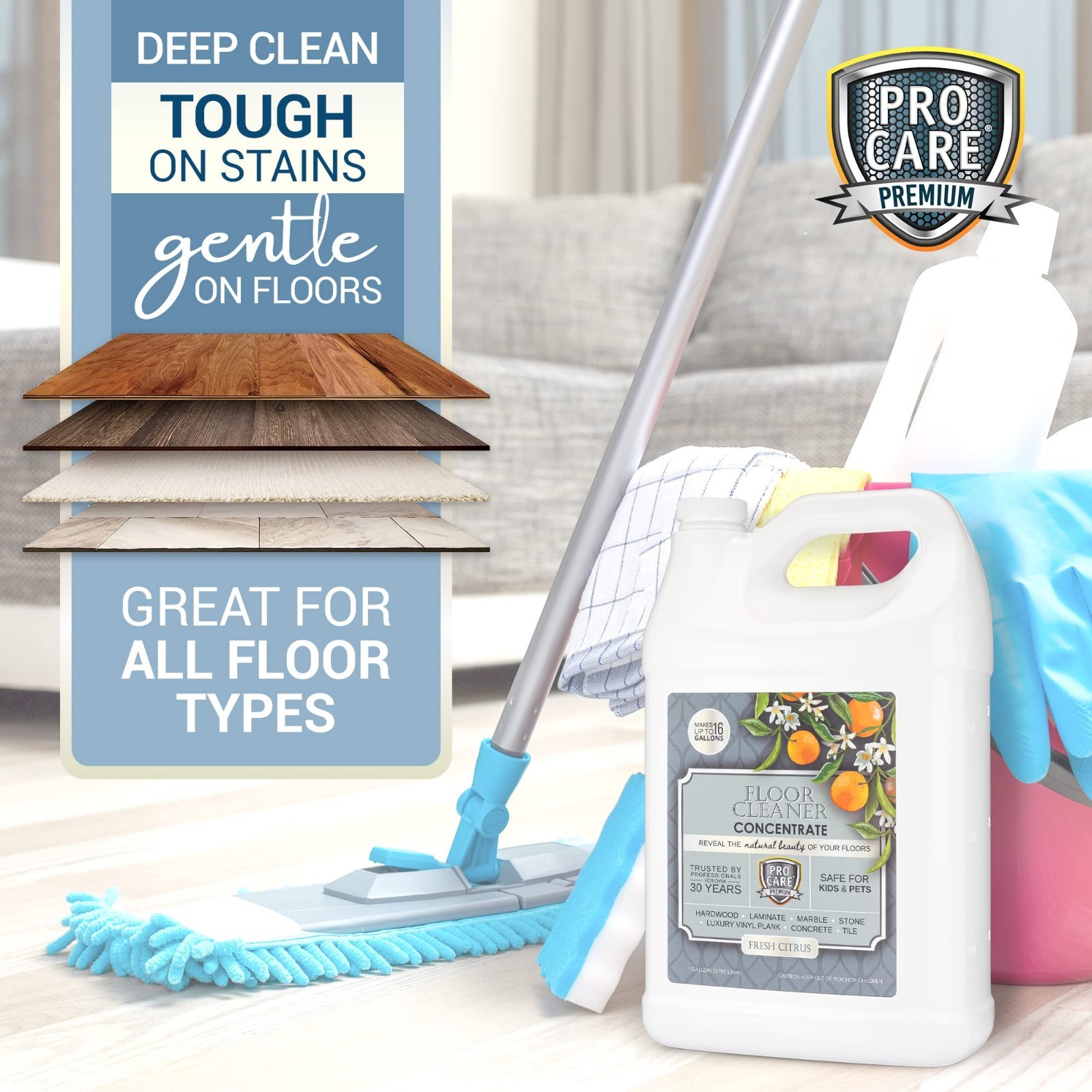 Citrus Floor Cleaner Bundle – 32oz Spray Bottle & 1 Gallon Refill – Eco-Friendly