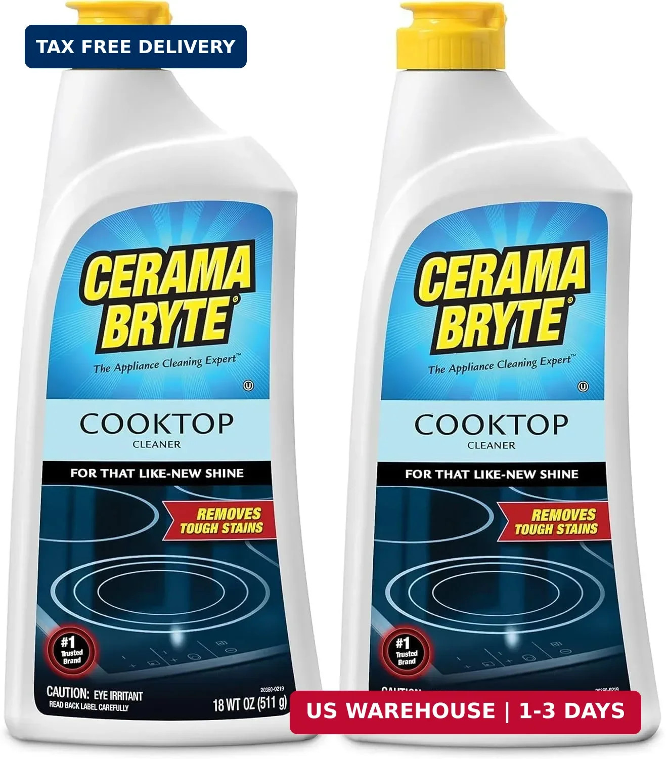 Cerama Bryte Cooktop Cleaner for Glass-Ceramic Surfaces, 18 oz, 2 Pack