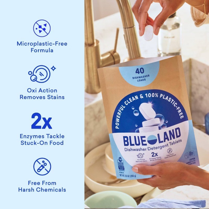 Blueland Fragrance Free Dishwasher Detergent Tablets – 9.5oz/40ct:Hypoallergenic