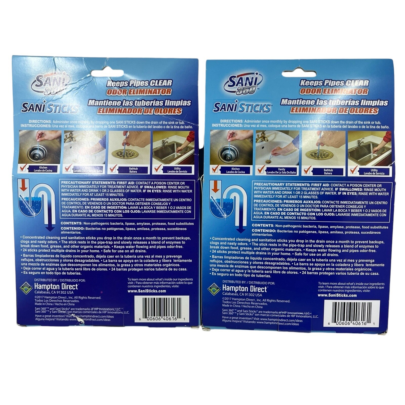 Sani 360 SaniSticks Keeps Pipes Clear Odor Eliminatore Unscented 24 EA Lot Of 2