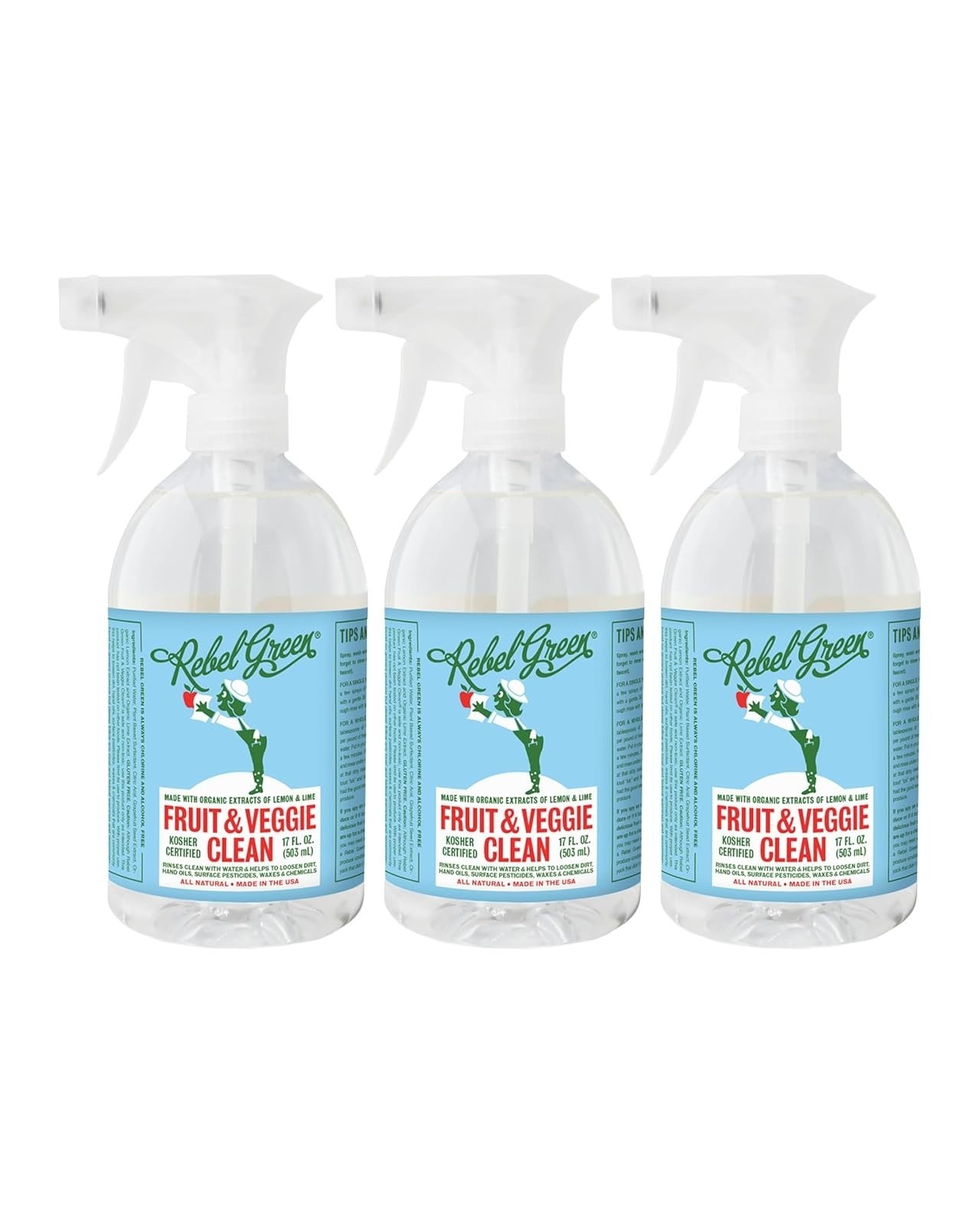 Rebel Green Fruit & Veggie Clean – Plant-Based Produce Cleaner – 1 Gallon