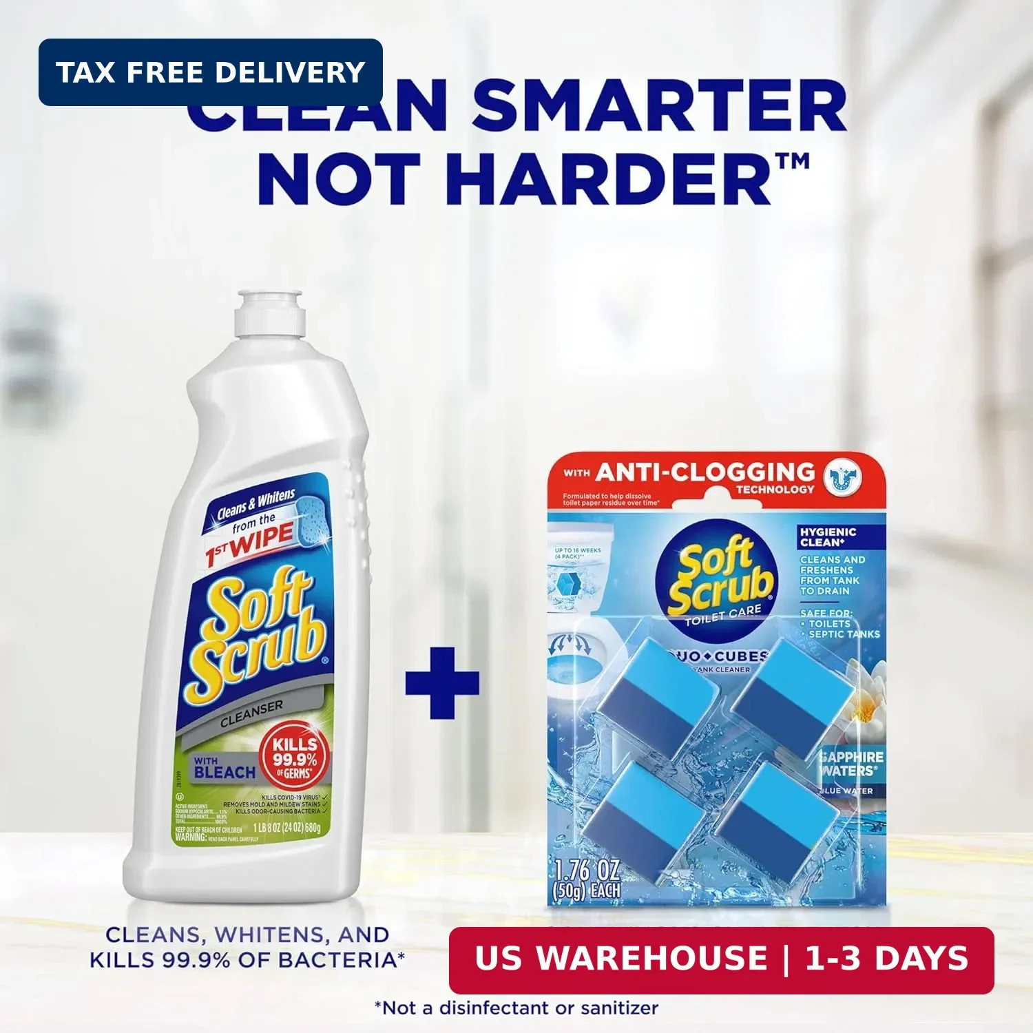 Soft Scrub In-Tank Toilet Cleaner Duo-Cubes, Sapphire Waters, 4 Count