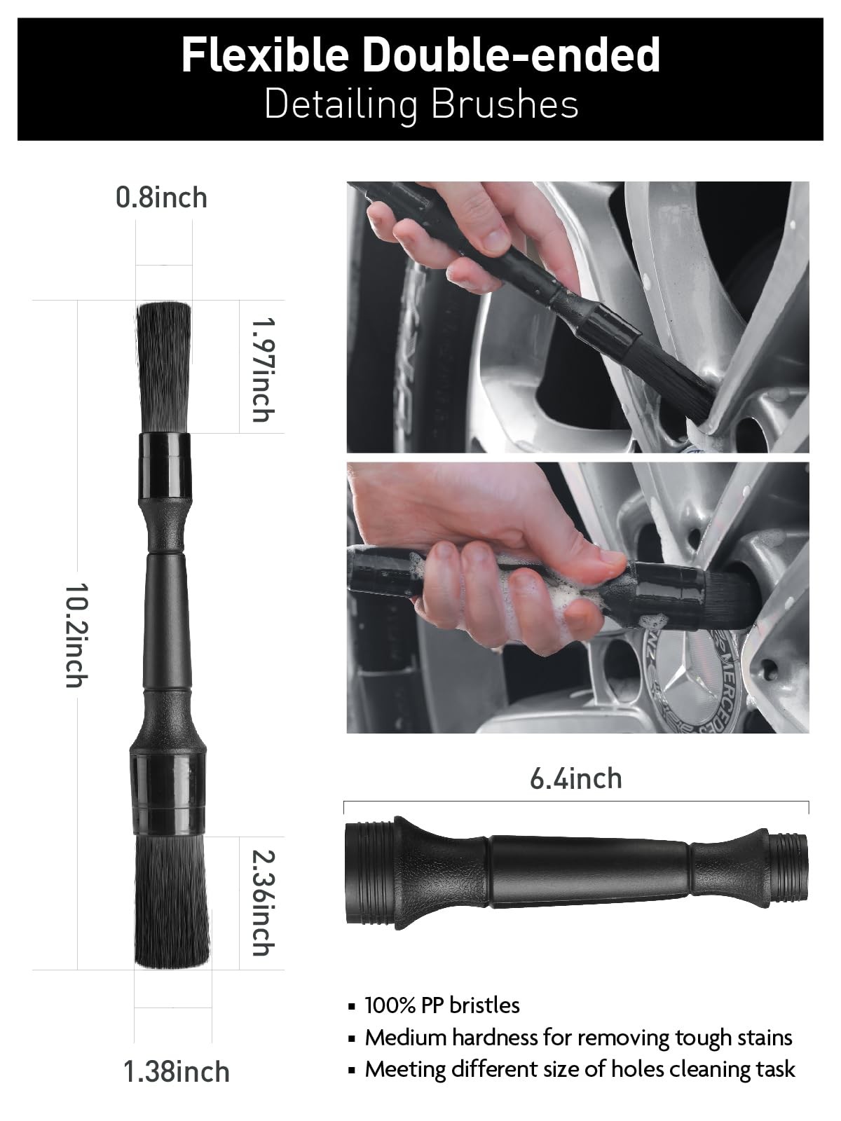 7PCS Car Wheel Cleaning Pro Kit, Tire Brush, Soft-bristled Rim Brush, Microfi…