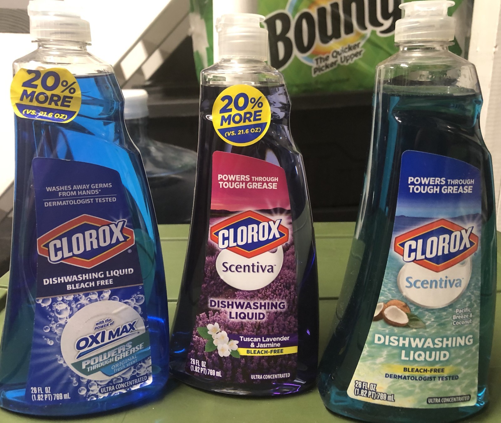 LOT of 3 Clorox Dishwashing Liquid Dish Soap 26 oz ea Scentiva & Oxi Max
