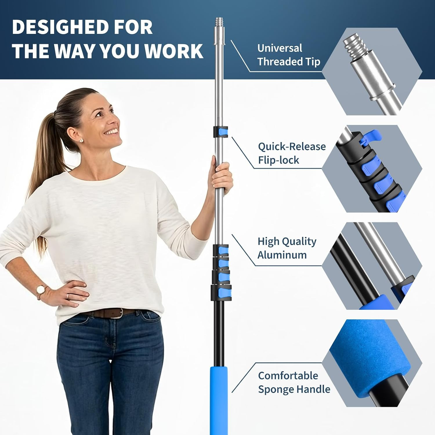 Soft Bristles Solar Panel Cleaning Brush, 20 FT Solar Panel Cleaner Kit, Includi