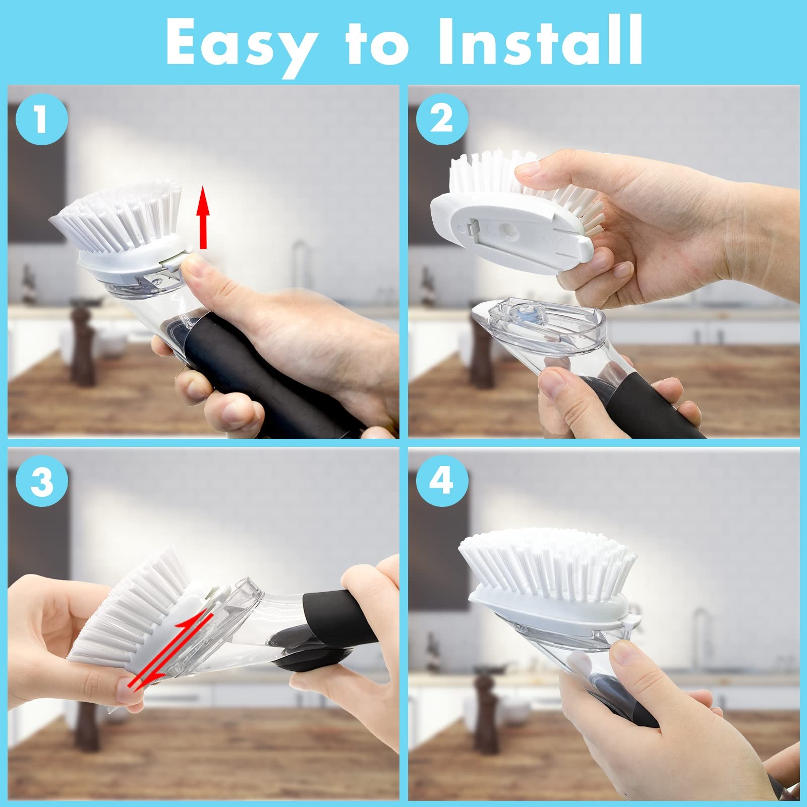 Dish Brush Refill, 4 Pack Dish Brush Replacement Head for OXO Dish Brush, Bru…
