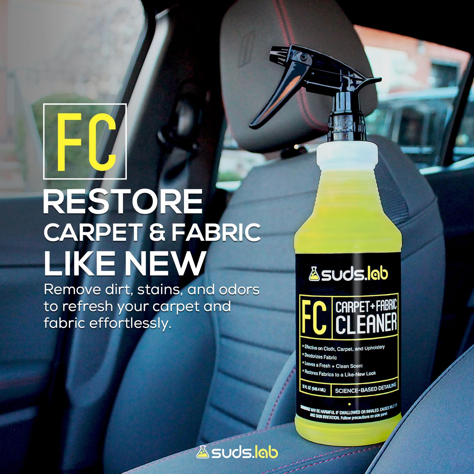 Suds Lab FC Carpet & Fabric Cleaner Interior Upholstery, Car Detailing for Se…