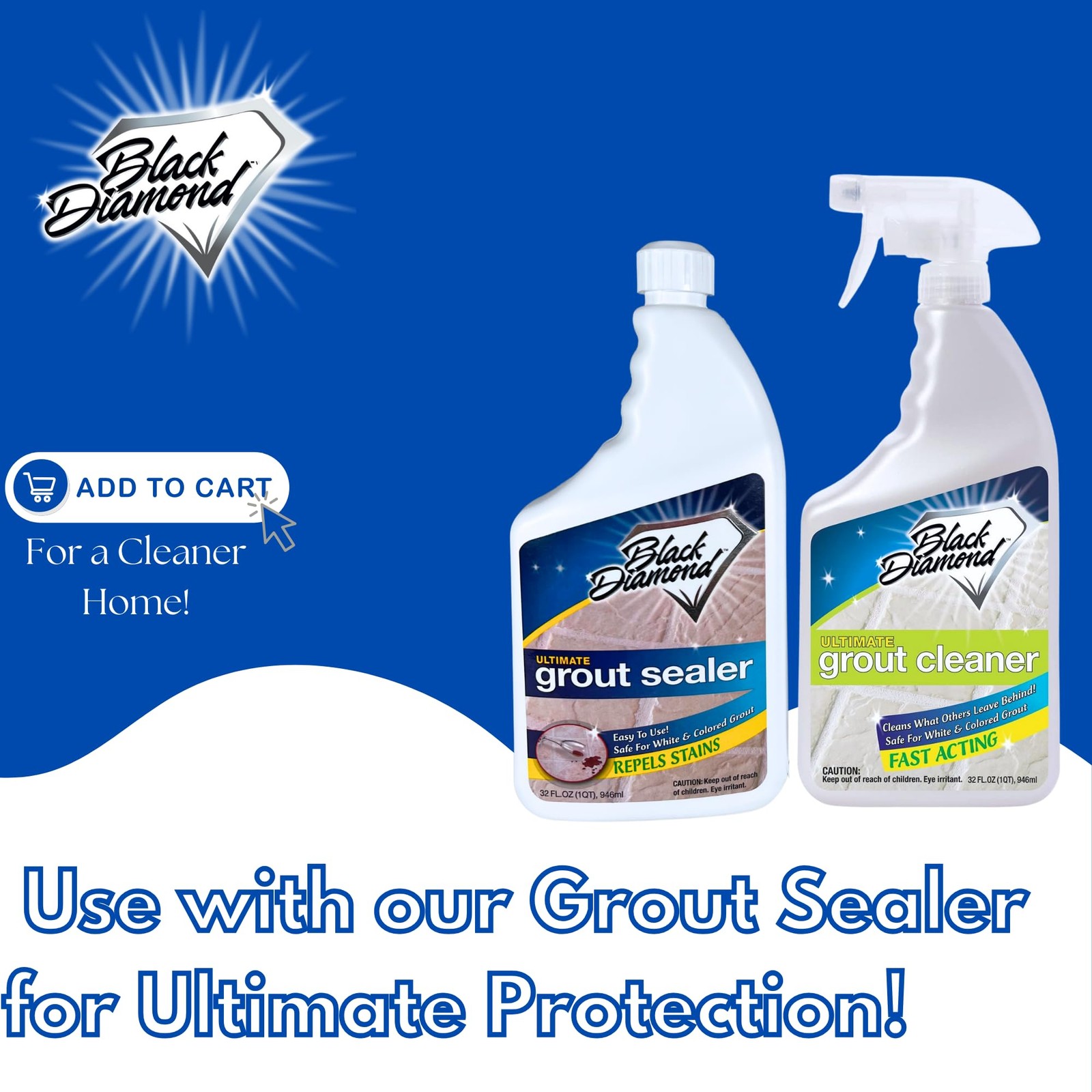 Black Diamond Ultimate Grout Cleaner Best Cleaner for Tile,Ceramic,Porcelain,…