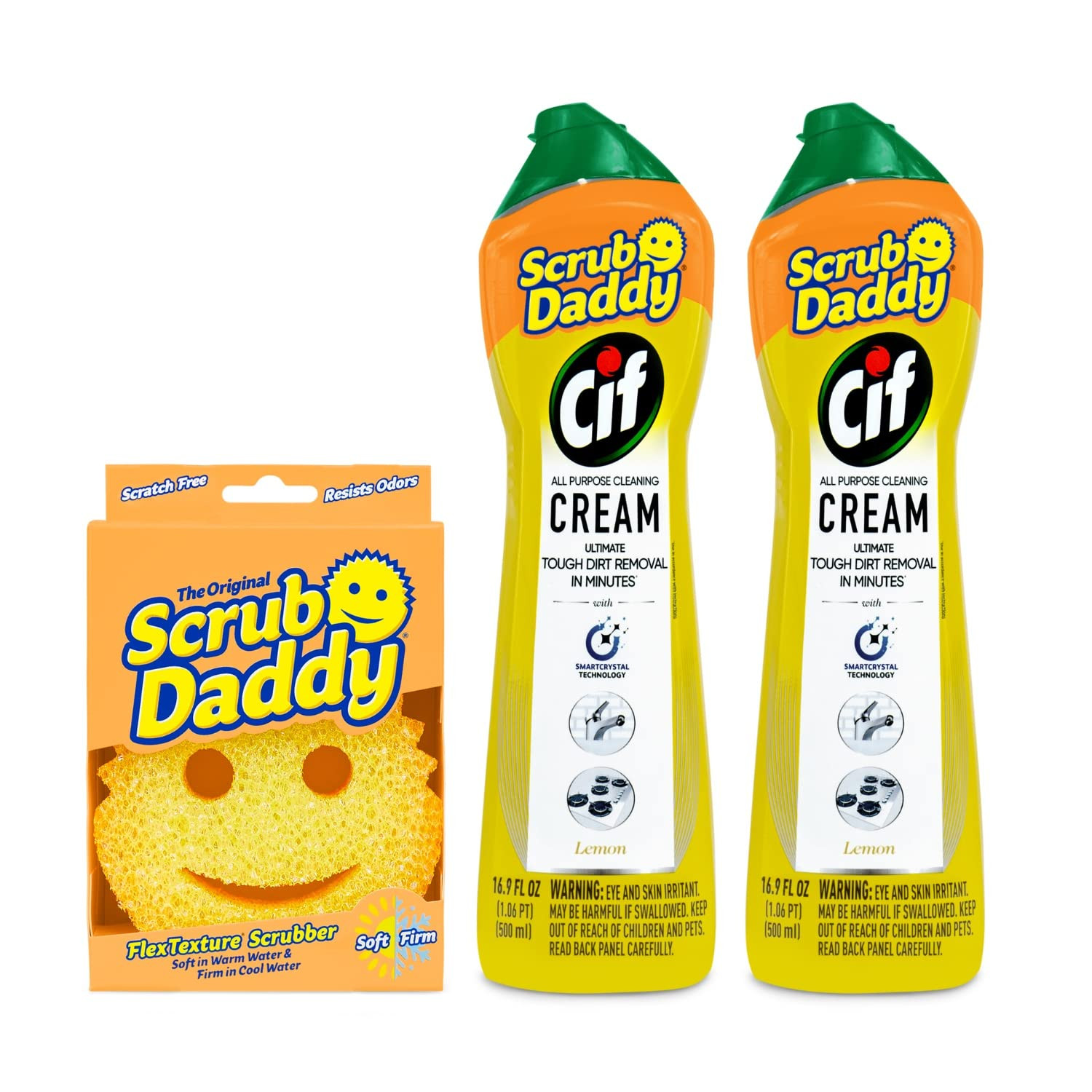 Yellow Scrub Daddy All Purpose Cleaning Sponge Pack of 3 Multi Surface Cleaner