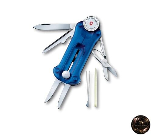 VICTORINOX Golf Tool Translucent Blue Golf Fork with Ball Marker and Repair Tool