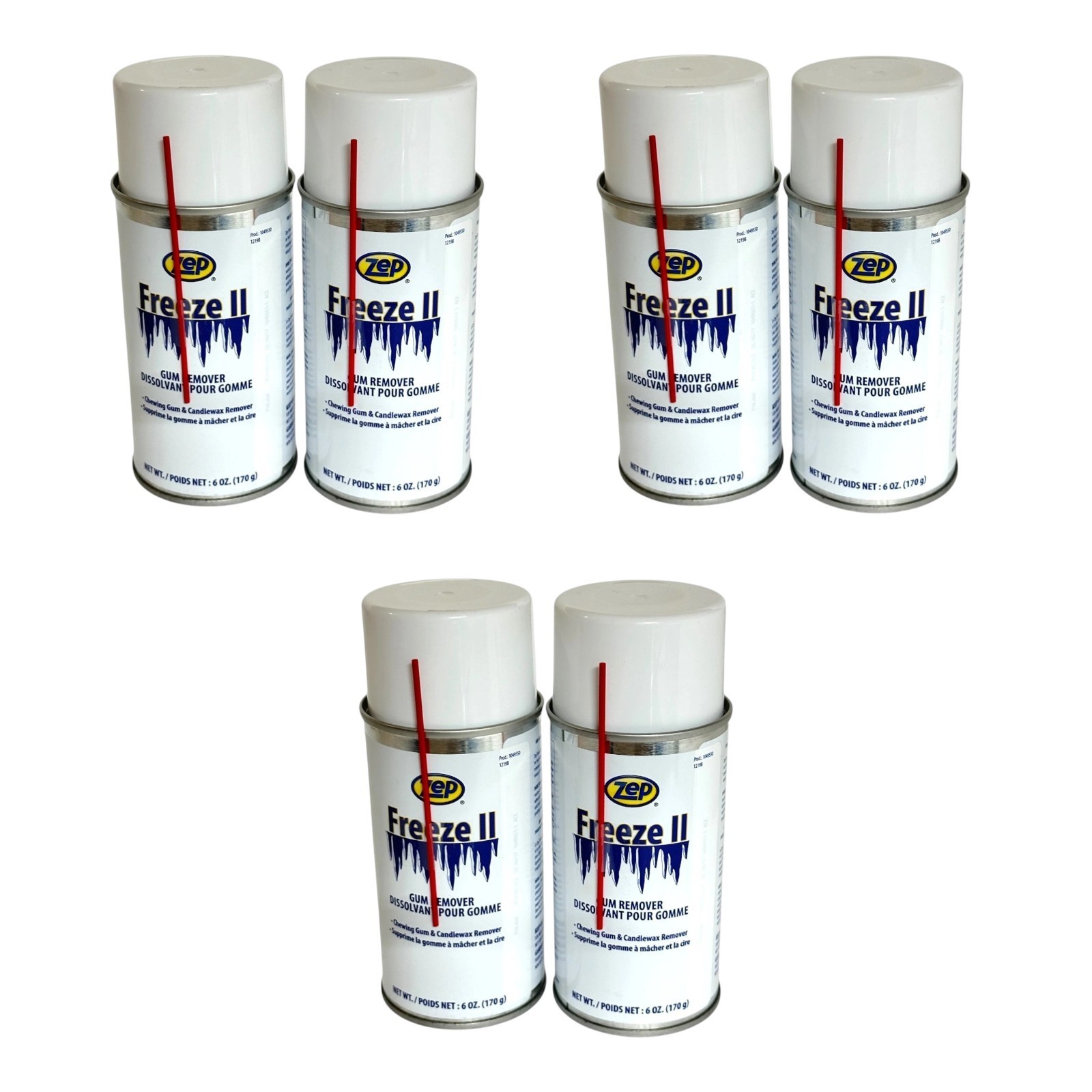 Zep Freeze II Gum Remover Freezing Spray 6oz Cans , 6 Pack