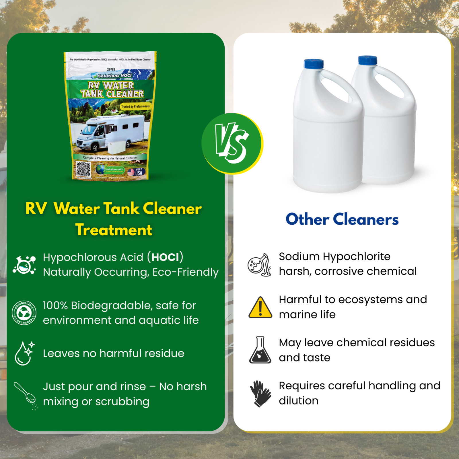RV Water Tank Cleaner 300g – Bleach-Free Powder for Fresh & Gray Tanks