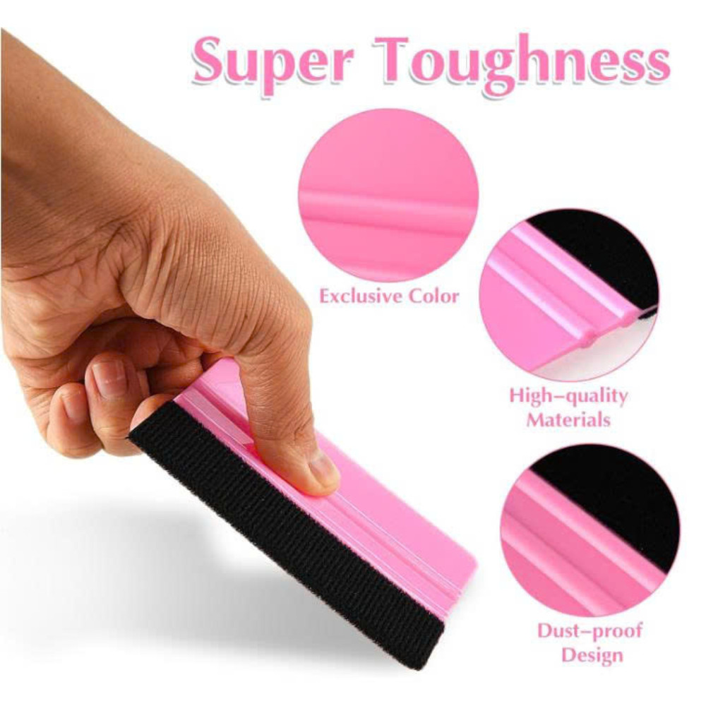 Vinyl Squeegee Tool, 2Pcs Pink Plastic Felt Squeegee for Vinyl Scraper for