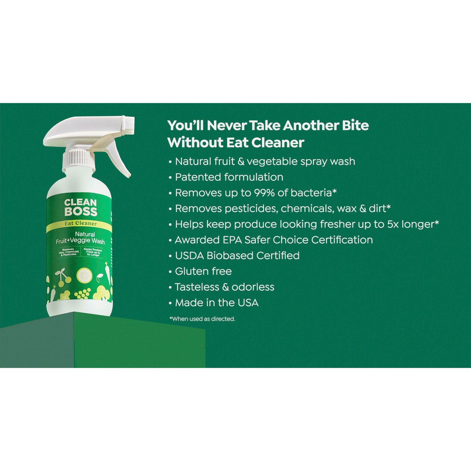 4 JOY Clean Boss Eat Cleaner Fruit & Veggie Natural Wash & Preserver pump, New