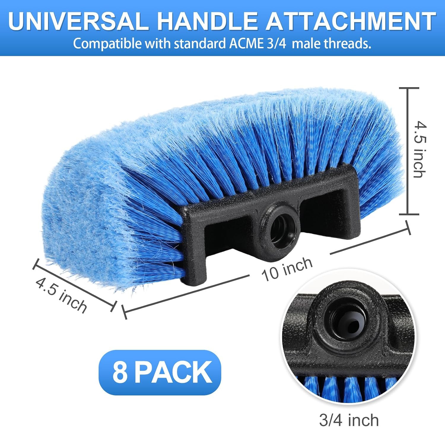 8 Pcs Car Wash Brush Head with Soft Detailing Bristle Flow Thru Car Cleaning Bru