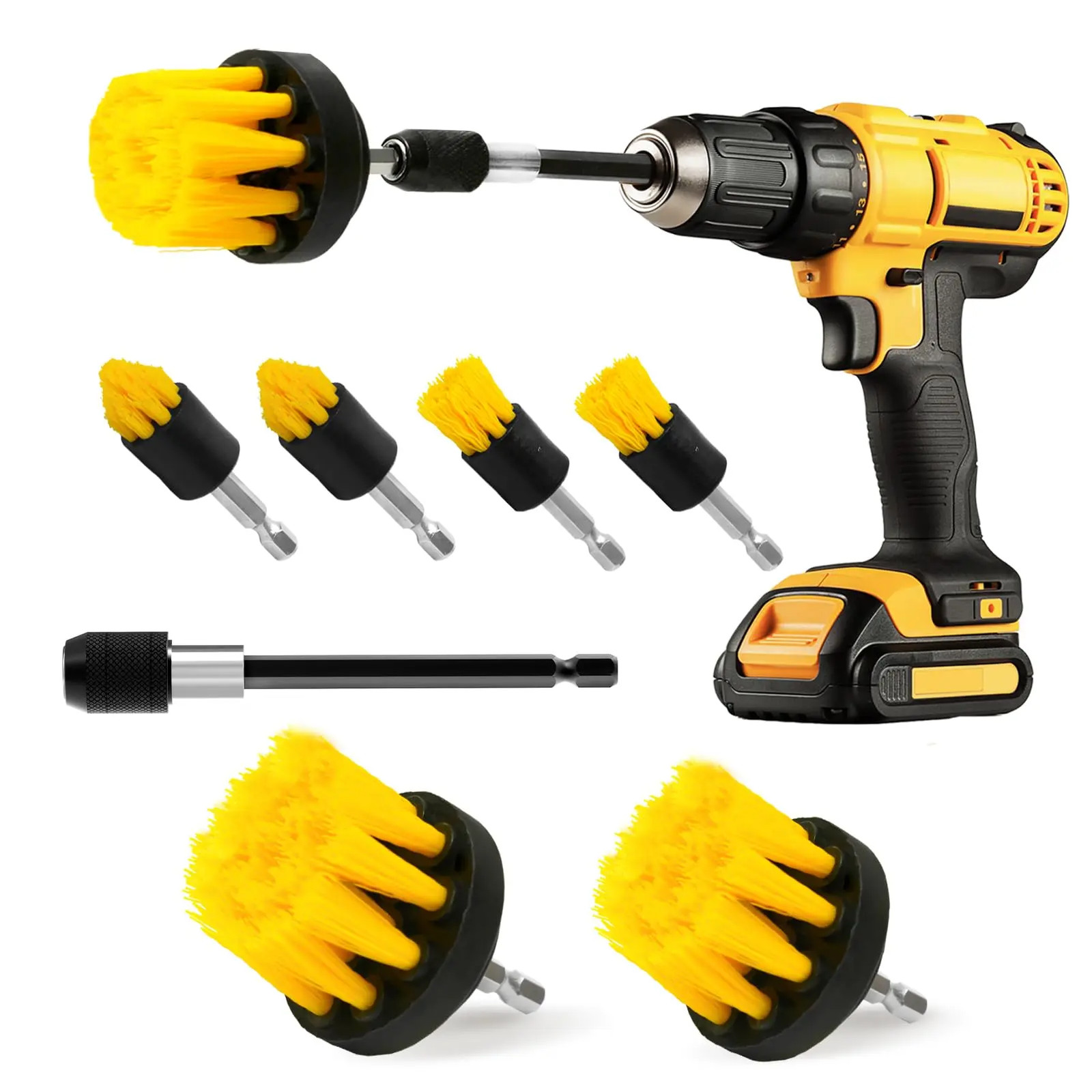 5/6/7/9 Pcs Cleaning Brush Attachment Set Power Scrubber Brush with 1/4“ Extend
