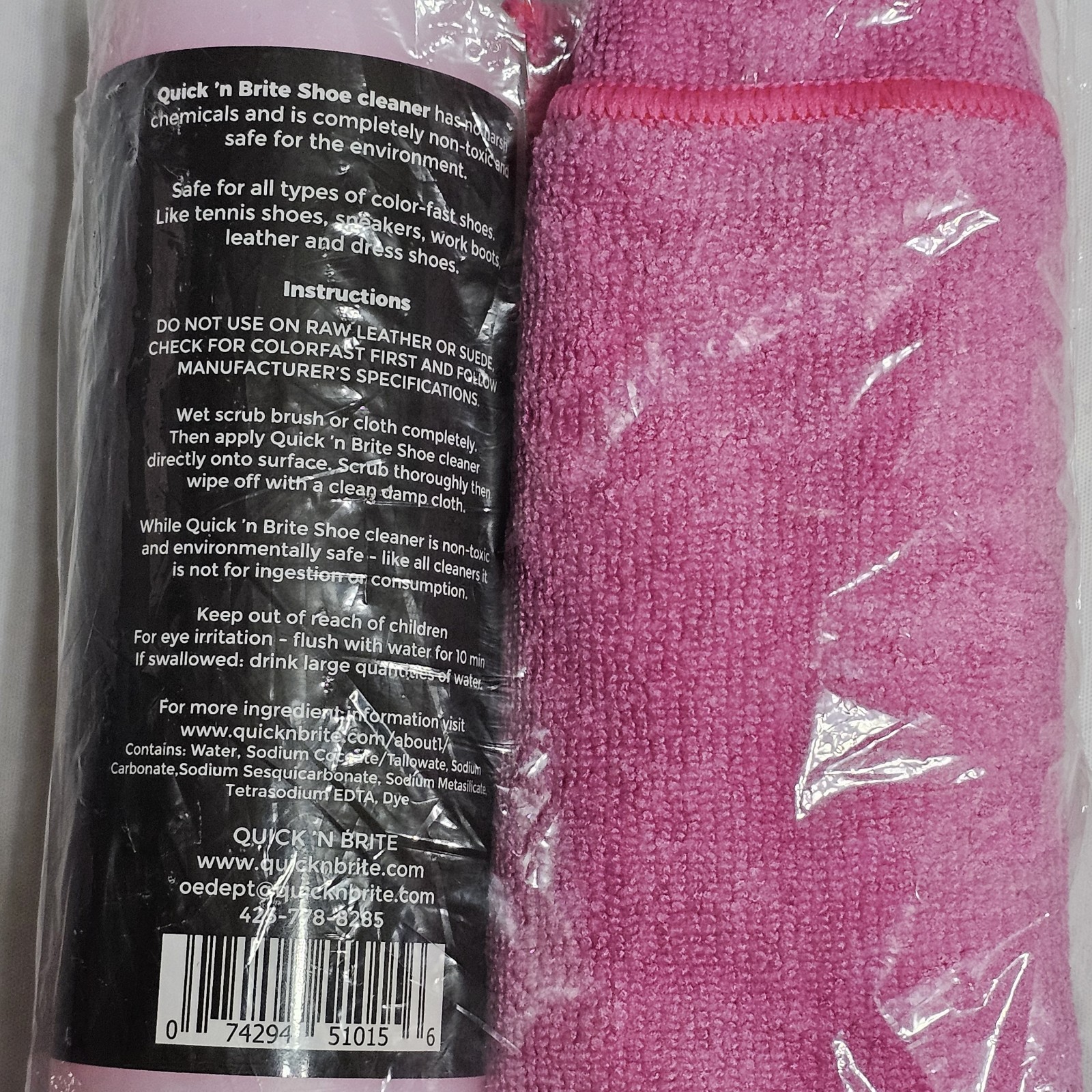 Quick ’n Brite Shoe Cleaner Kit With Cloth, Brush & Sprayer 12 Oz